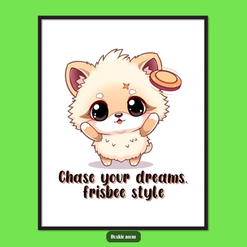 Free Printable Wall Art: Fluffy Animal Frisbee Funny Downloadable Art Gift