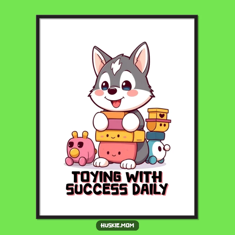 Free Printable Wall Art: Funny Husky Toy Stack Humorous Downloadable Art Gift