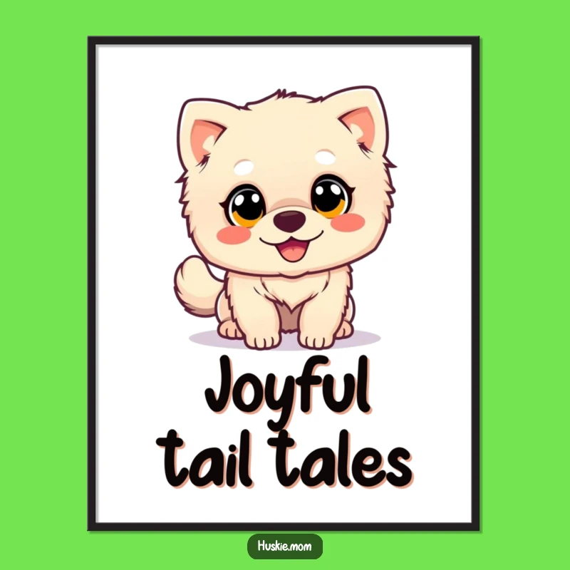 Free Printable Wall Art: Happy Fluffy Dog Tail Wag - Adorable Canine Downloadable Decor