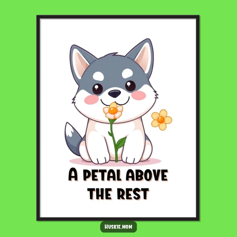 Free Printable Wall Art: Kawaii Husky Flower Gift DIY Humor Downloadable Decor