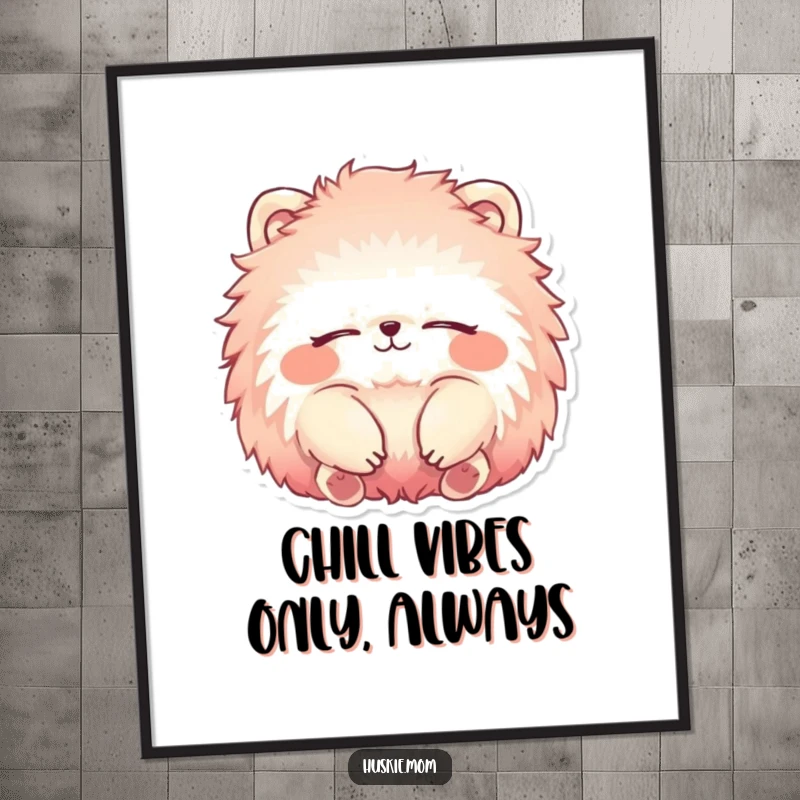 Funny Free Printable Wall Art: A vibrant fluffy animal with eyes closed and a peaceful smile, radiating relaxation