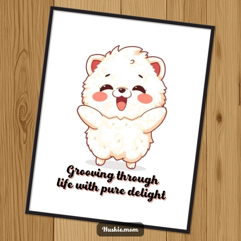 Funny Free Printable Wall Art: A fluffy animal caught mid-dance with a delighted gasp, full of spontaneous, playful energy.