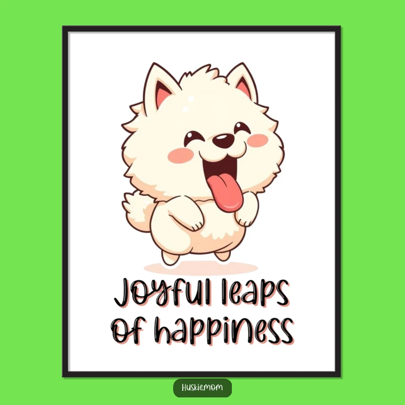 Funny Free Printable Wall Art: Joyful Leaper Fluffy Animal Downloadable Decor