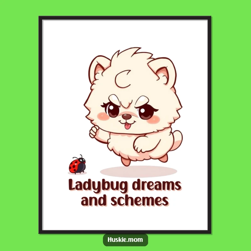 Funny Free Printable Wall Art: Fluffy Animal's Ladybug Chase Downloadable Art Decor