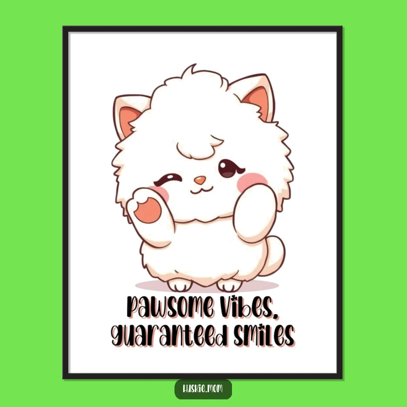 Free Printable Fluffy Character Wall Art: Winking Pal, Funny Downloadable Art