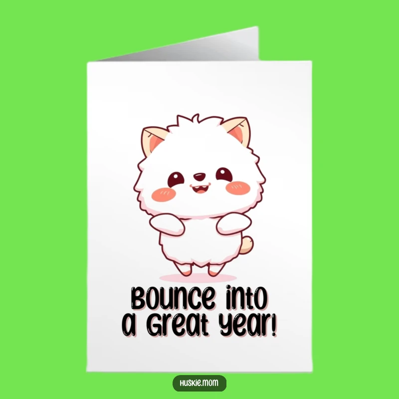 Free Printable Birthday Card: Bouncing Fluffy Animal, Joyful Downloadable Gift