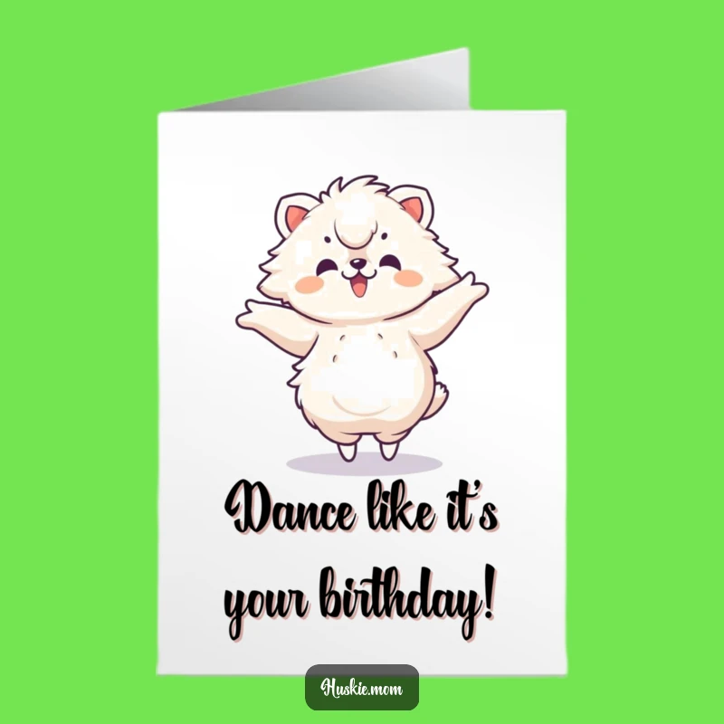Free Printable Birthday Card: Dancing Fluffy Animal Funny Downloadable Gift