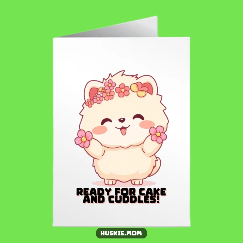 Free Printable Birthday Card: Fluffy Friend's Flower Fur Funny Invite
