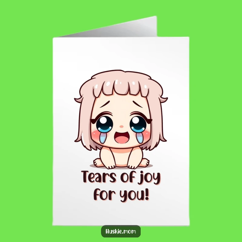 Free Printable Birthday Card: Happy Tears Character Funny Downloadable Gift