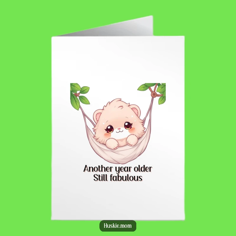 Free Printable Birthday Card: Relaxed Animal in Hammock - Funny Downloadable Gift!