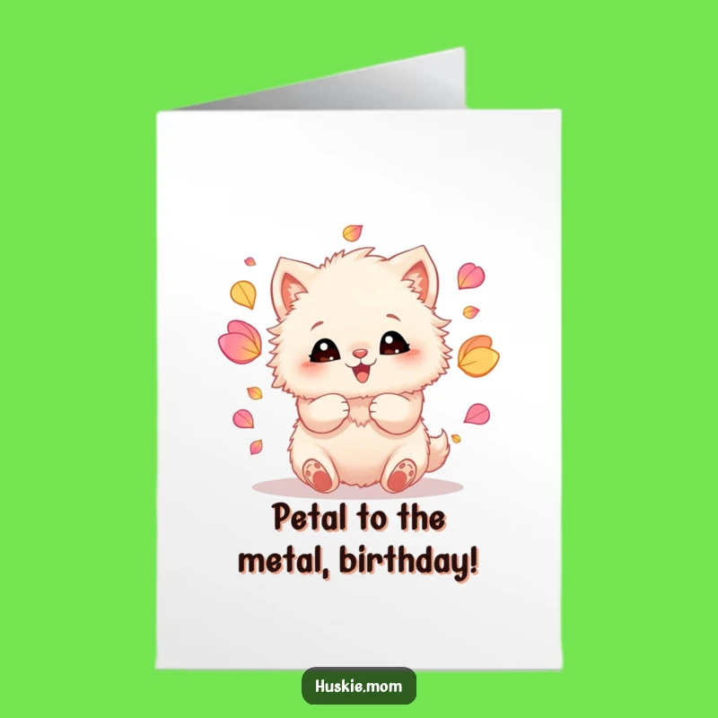Joyful Fluffy Animal Juggling Petals Funny Birthday Card - Free Printable
