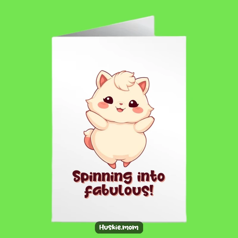 Twirling Fluffy Animal Birthday Card - Free Printable Joyful Design