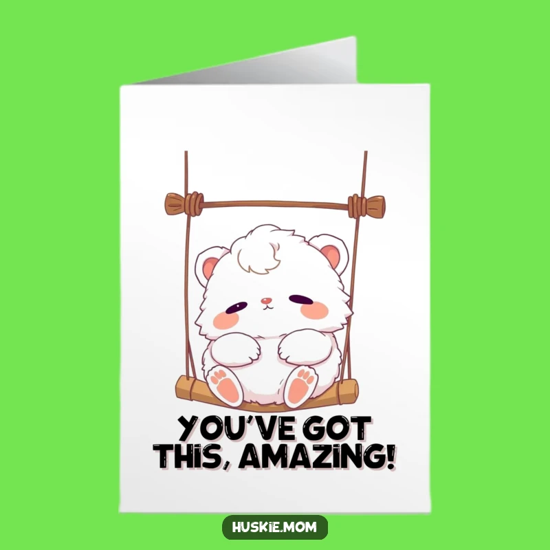 Free Printable Congrats Card: Swinging Fluffy Animal Funny Downloadable Gift