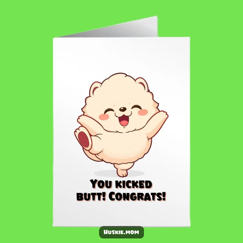 Free Printable Congrats Card: Gleeful Kicking Animal - Funny Downloadable Celebration