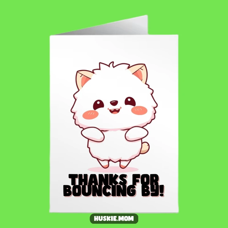 Free Printable Thank You Card: Bouncing Fluffy Animal, Grateful Downloadable Gift