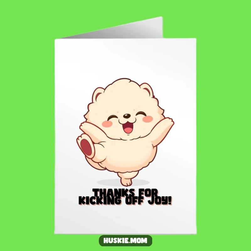 Free Printable Thank You Card: Happy Fluffy Animal Kicks - Humorous Downloadable Gratitude