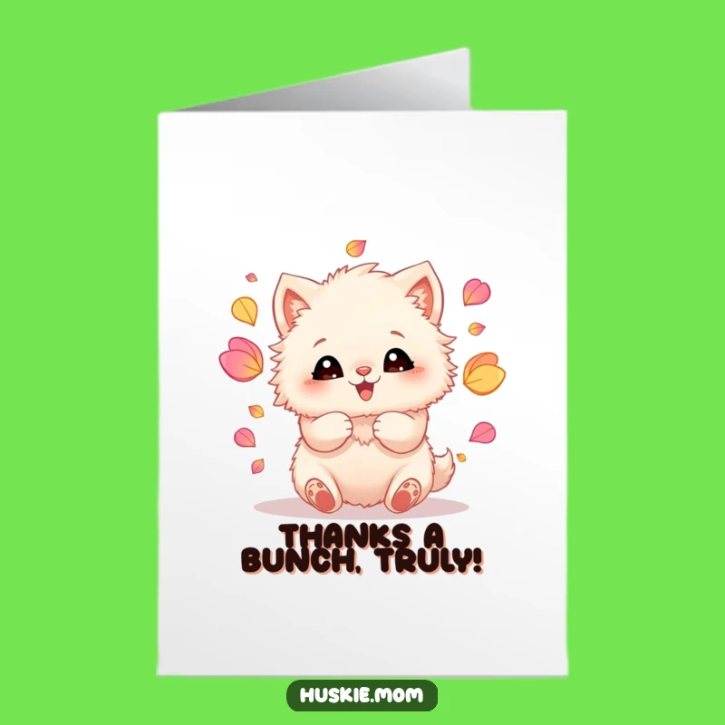 Thank You Fluffy Animal Juggling Petals Card - Free Printable