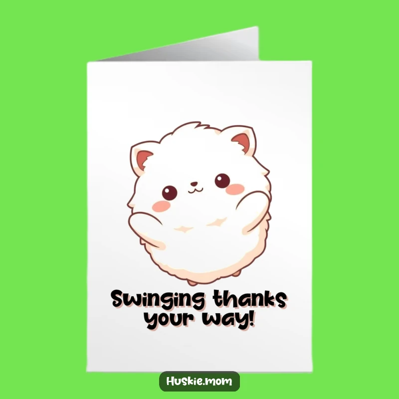 Thank You Fluffy Animal Swinging Card - Free Printable Gratitude Art