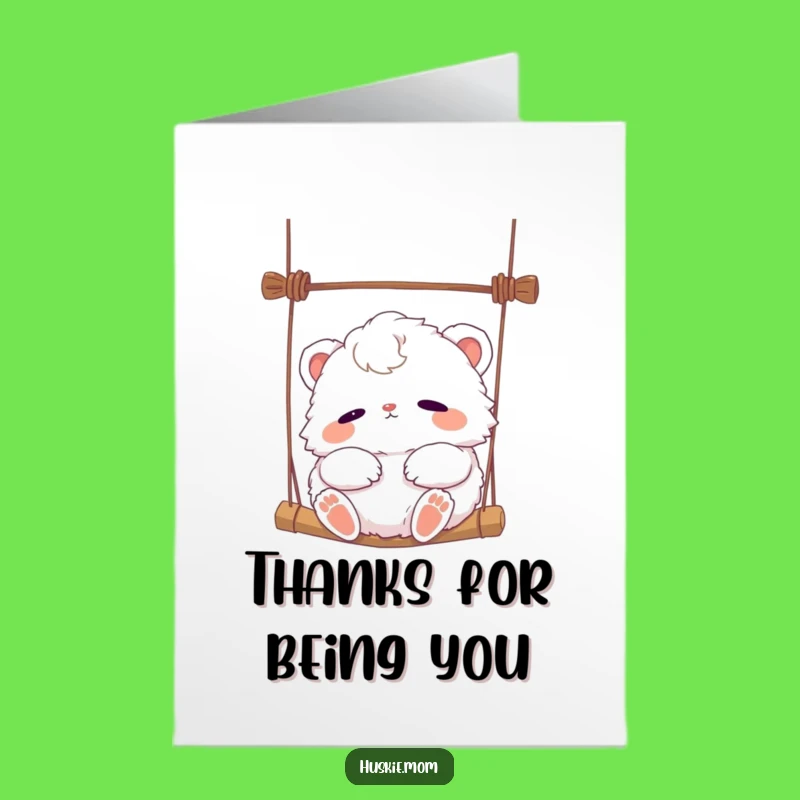 Free Printable Thank You Card: Swinging Fluffy Animal Funny Downloadable Gift