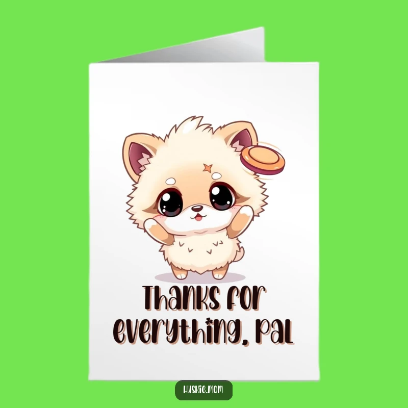 Free Printable Thank You Card: Fluffy Animal Frisbee Funny Downloadable Gift