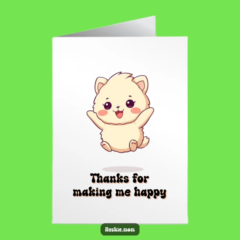 Free Printable Thank You Card: Excited Fluffy Animal Jumps - Easy Download