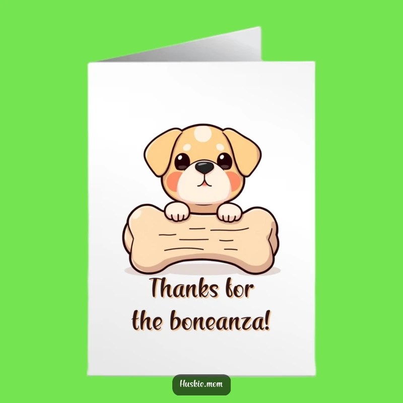 Free Printable Thank You Card: Dog Peeking - Giant Bone Gratitude Funny Downloadable Art