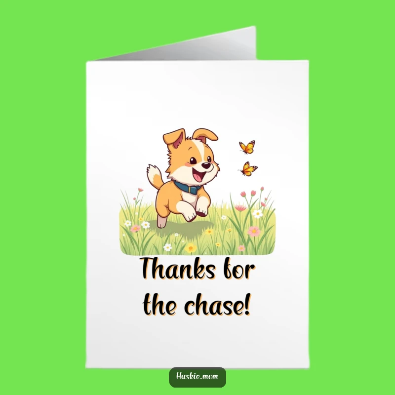 Free Printable Thank You Card: Dog Butterfly Thanks, Playful Downloadable Gift