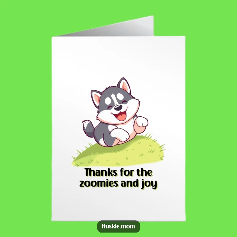 Free Printable Thank You Card: Happy Puppy Tumble Expressing Gratitude Funny Downloadable Gift