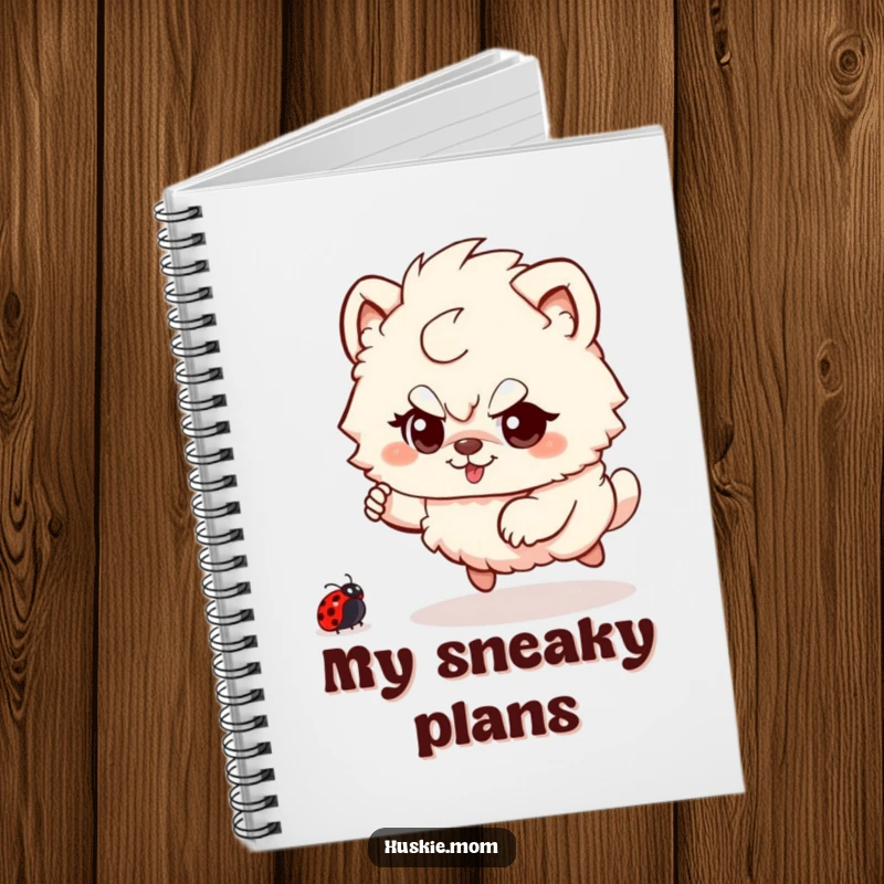 Funny Fluffy Animal Notebook: A fluffy creature playfully chasing a ladybug, perfect for journaling playful ideas and creative thoughts.