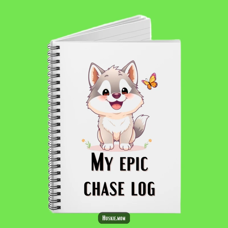 Funny Husky Butterfly Chase Notebook: Cute Fluffy Dog Journal Funny Gift