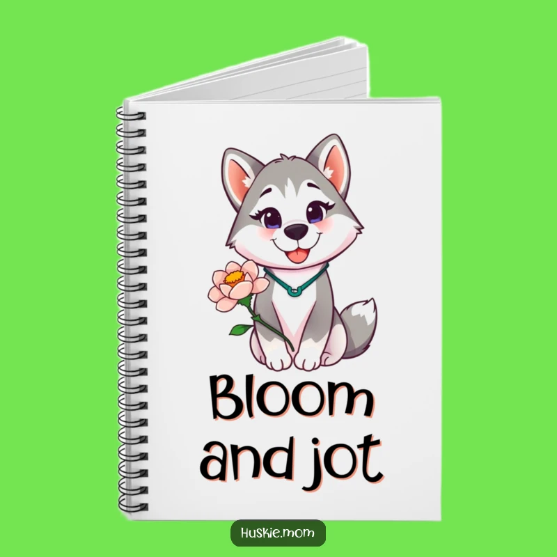Funny Husky Lady Notebook - Proud Blooming Flower Journal Gift