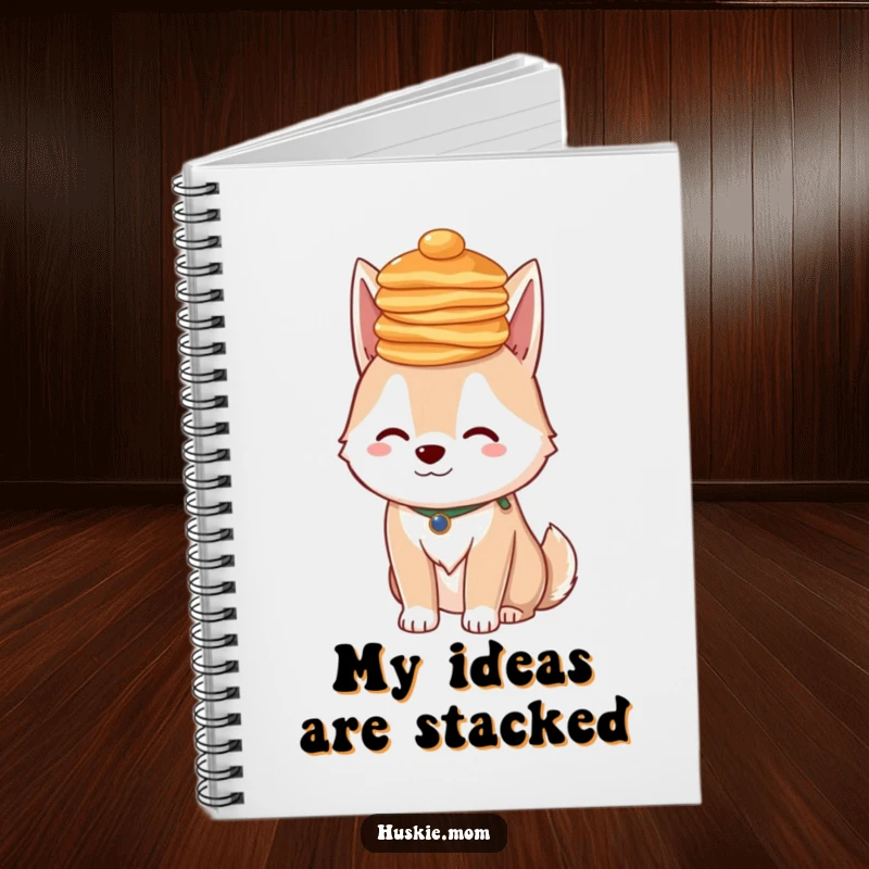 Funny Husky Pancakes Notebook: Journal with a dog balancing pancakes, ideal funny gift for writers.