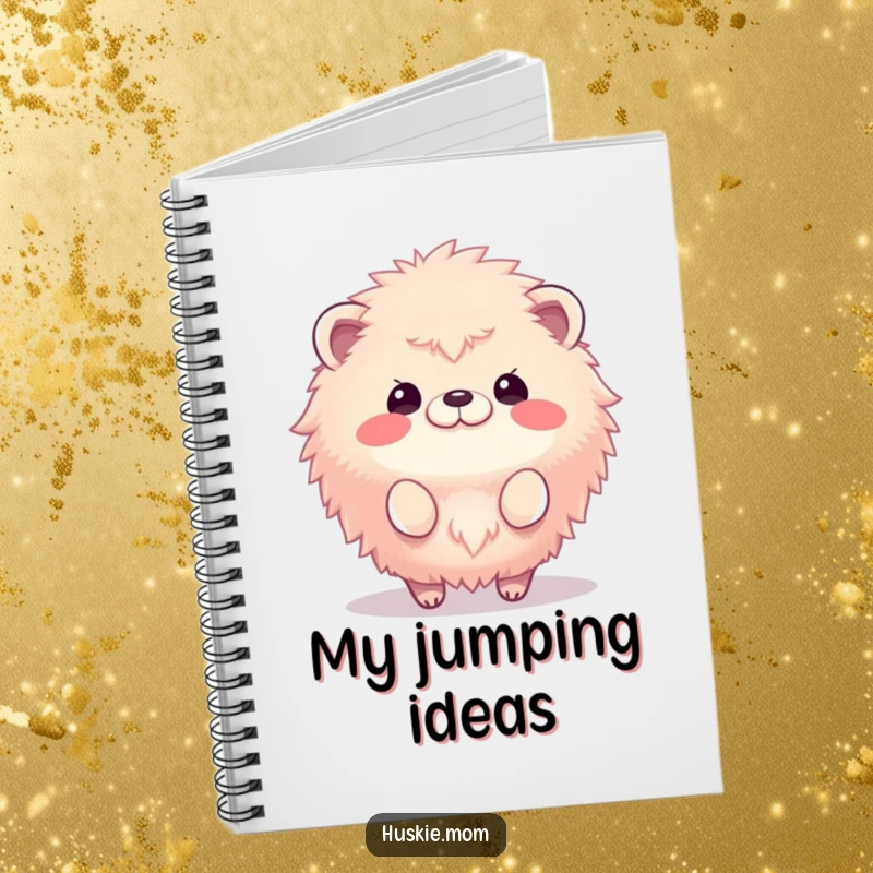 Funny notebook with a fluffy animal in a vibrant bounce, perfect for capturing notes and inspiring joy.