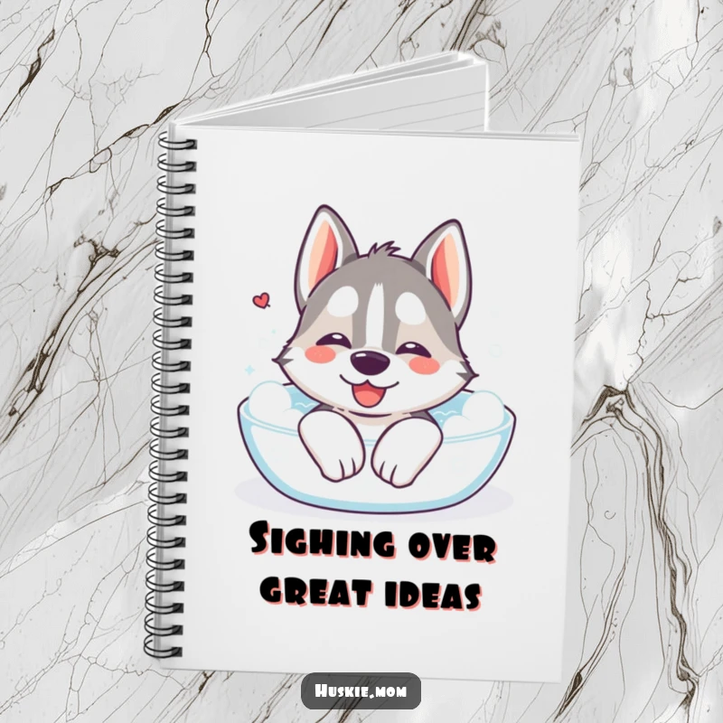 Funny Kawaii Husky Notebook: A journal with a cute Husky on the cover, relaxing in a bubble bath, ready for your calm notes.