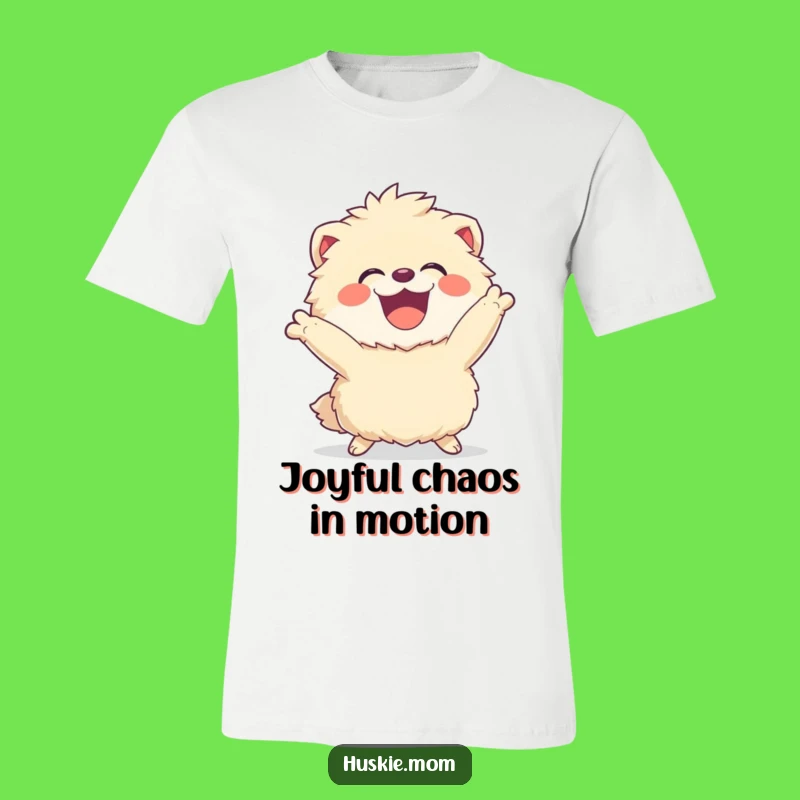 Funny Fluffy Laugh T-Shirt: Dynamic Pose, Joyful Animal Apparel