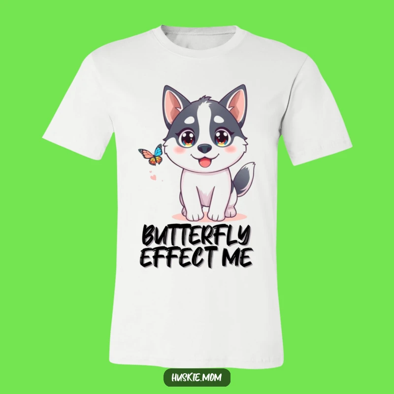 Funny Kawaii Husky Butterfly T-Shirt: Cute & Hilarious Pup Tee!