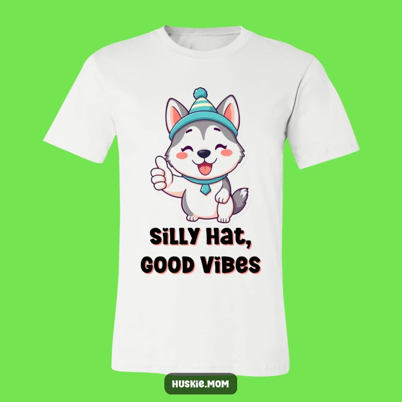 Funny Kawaii Husky T-Shirt: Silly Hat Thumbs Up Humor Gift