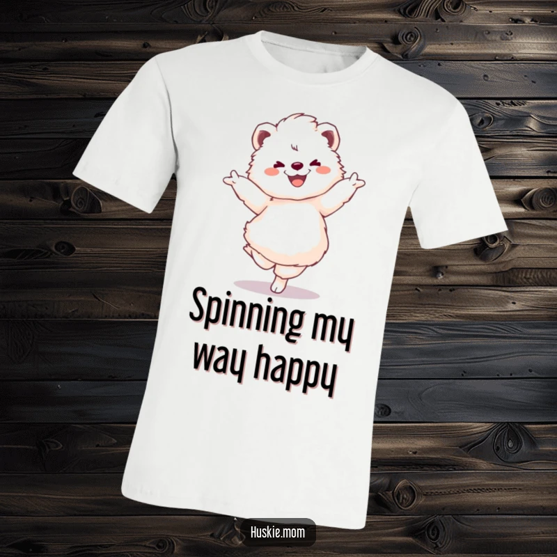 Funny t-shirt with a joyful fluffy animal doing a dramatic pirouette, perfect for expressive personalities and dance enthusiasts.