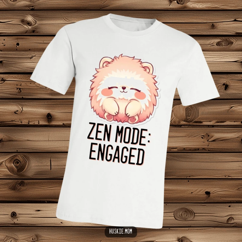 Funny T-Shirt of a fluffy animal with vibrant fur, eyes closed and smiling, embodying ultimate relaxation and humor.