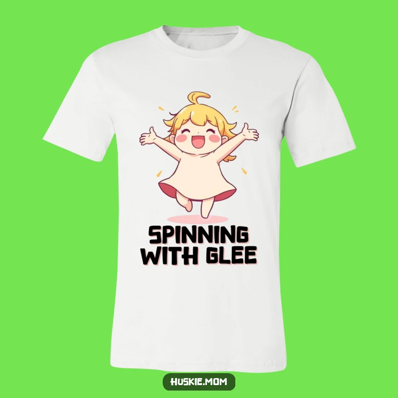 Funny Spinning Joy T-Shirt: Arms Wide Happy Character Tee