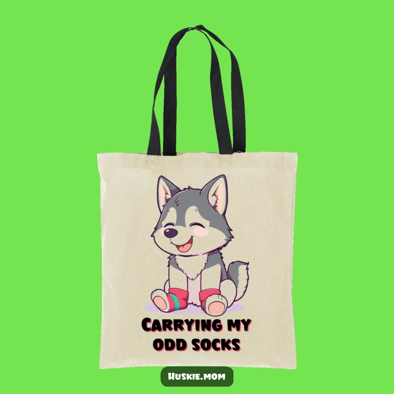 Funny Husky Lady Sock Tote Bag: Giggling, Mismatched Colors, Fun Accessory