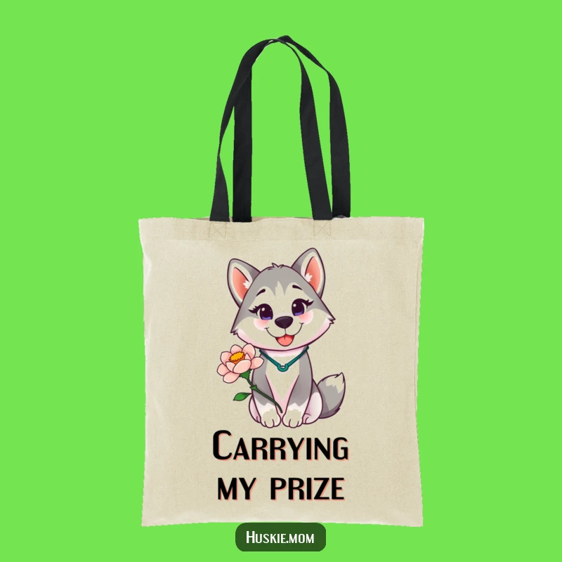 Funny Husky Lady Tote Bag - Stylish Blooming Flower Accessory Gift