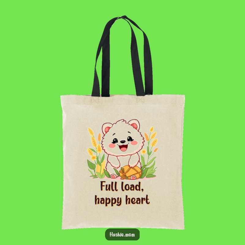 Funny Fluffy Harvest Grin Tote Bag: Durable Canvas Bag, Festive Animal Design, Handy Funny Gift