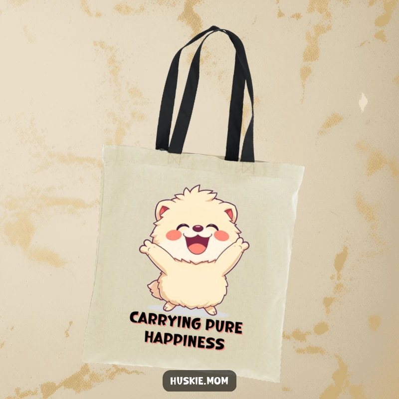 Funny Fluffy Animal Tote Bag: A joyful, laughing creature in a dynamic pose, perfect for carrying items with energetic humor.