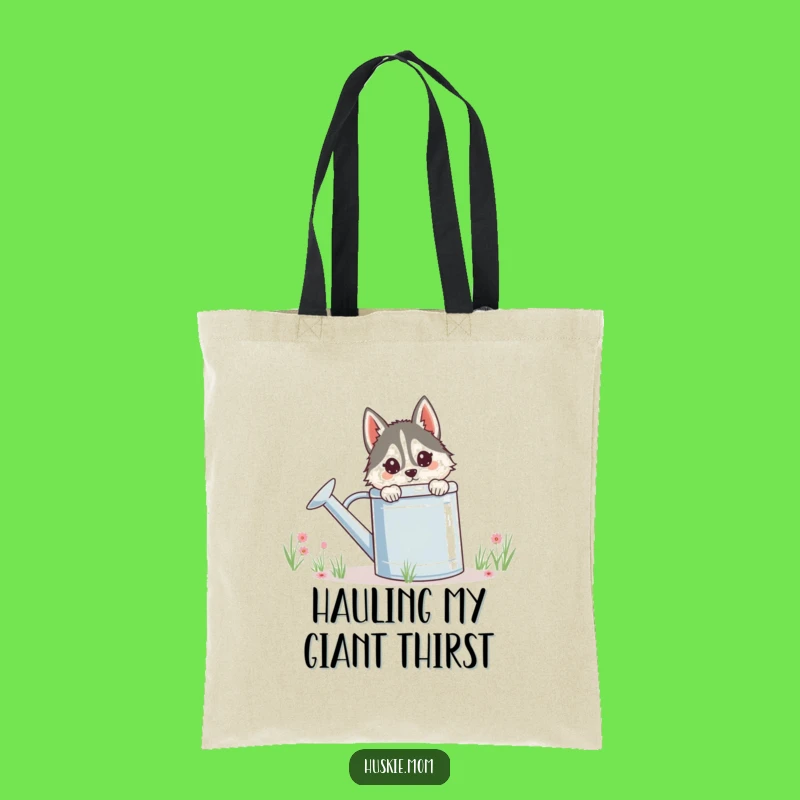 Funny Husky Lady Tote Bag - Chic Peeking Animal Garden Accessory Gift